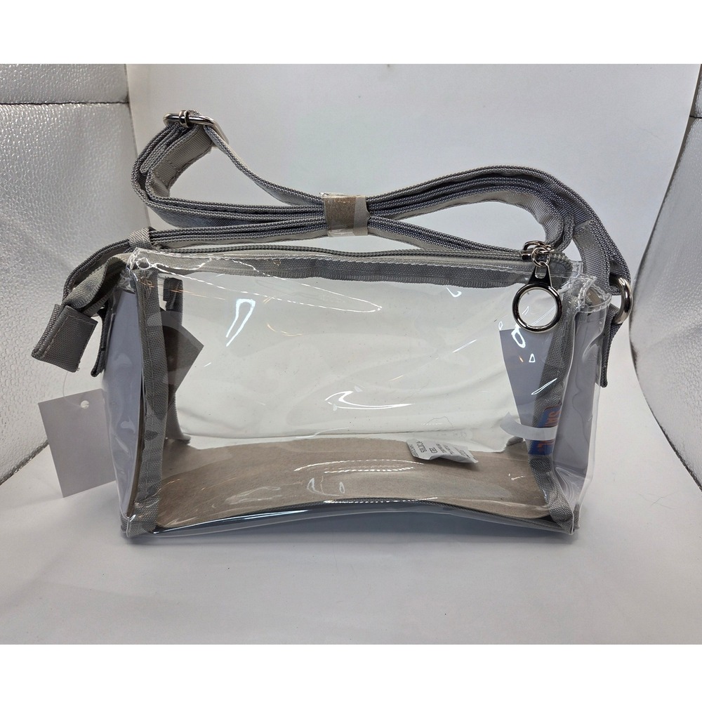 Sandol Clear Stadium Crossbody Bag Gray Trim Transparent Concert Approved Purse